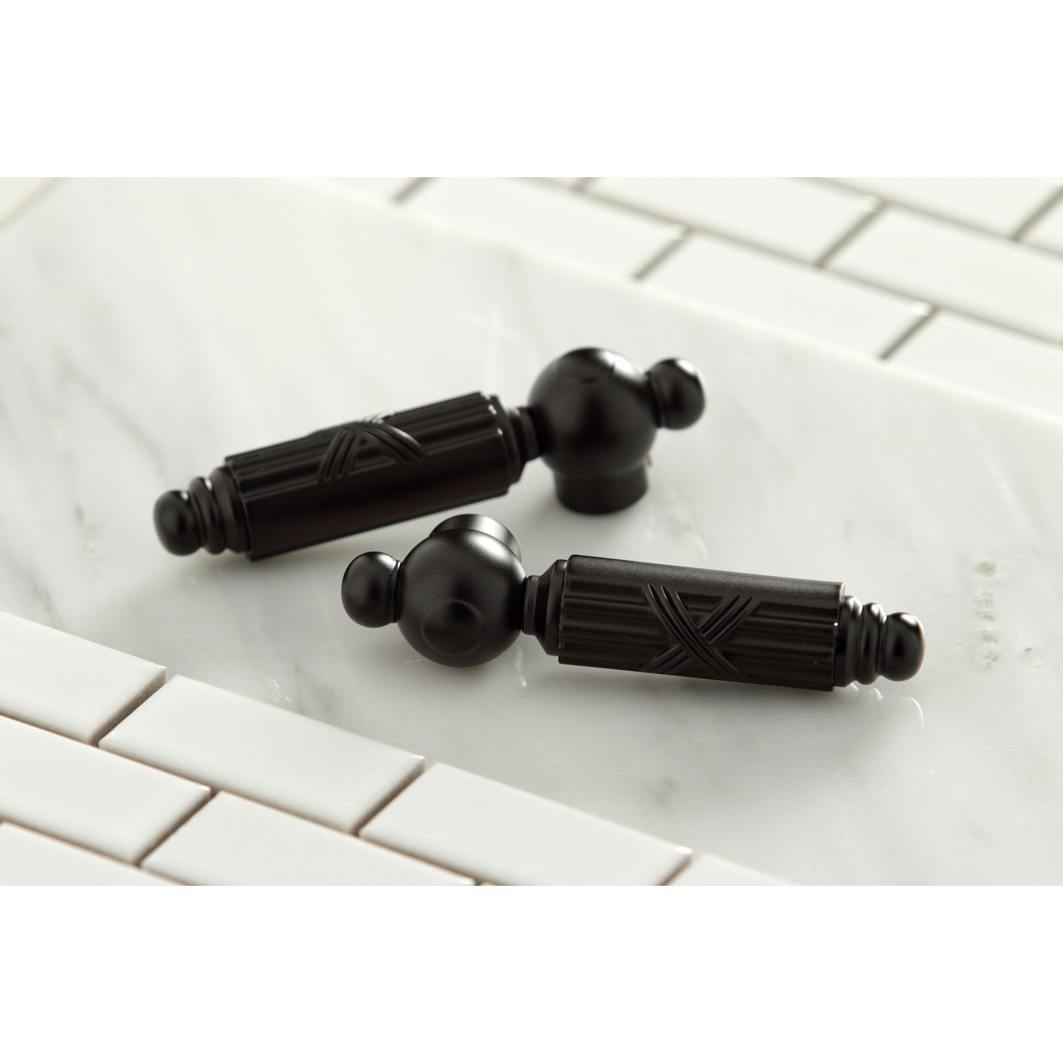 Kingston Tulare KS7125GL - Georgian Double-Handle 3-Hole Wall Mount Bathroom Faucet, Oil Rubbed Bronze — thumbnail 3